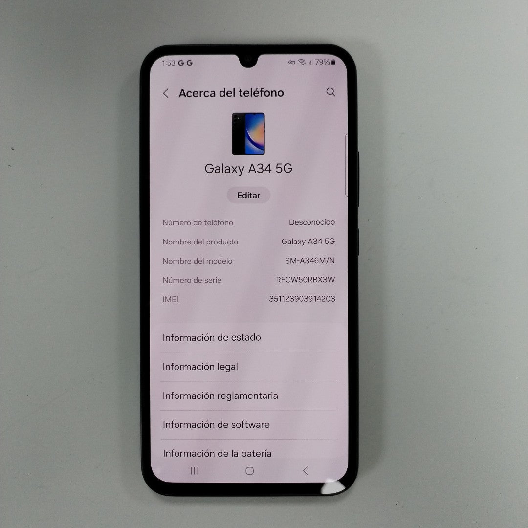 CELULAR SAMSUNG GALAXY A34 5G SM-A346M/N 128 GB 6 GB RAM (SEMINUEVO)
