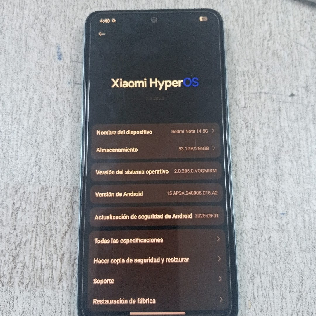 CELULAR XIAOMI REDMI NOTE 14 24117RN76L (2025) 256 GB 8 GB RAM (SEMINUEVO)