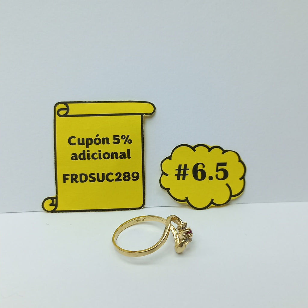 K1 2,20 GRMS 14 K ESPECIFICACIONES COMPLEMENTARIAS ANILLITO MTV FLOR CIRCONIAS Y (SEMINUEVO)