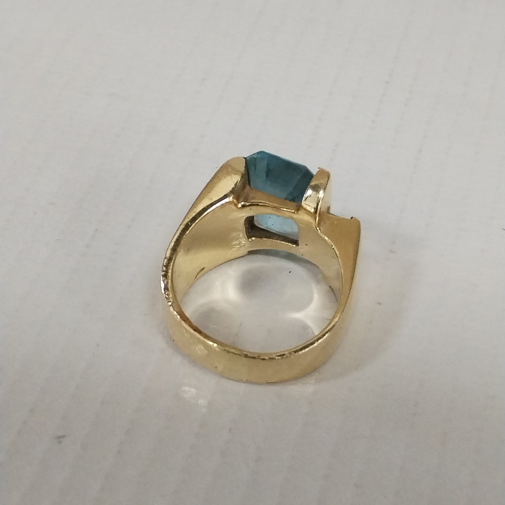 K1 13,40 GRMS 14 K ESPECIFICACIONES COMPLEMENTARIAS ANILLO CON PIEDRA AZUL Y DI (SEMINUEVO)