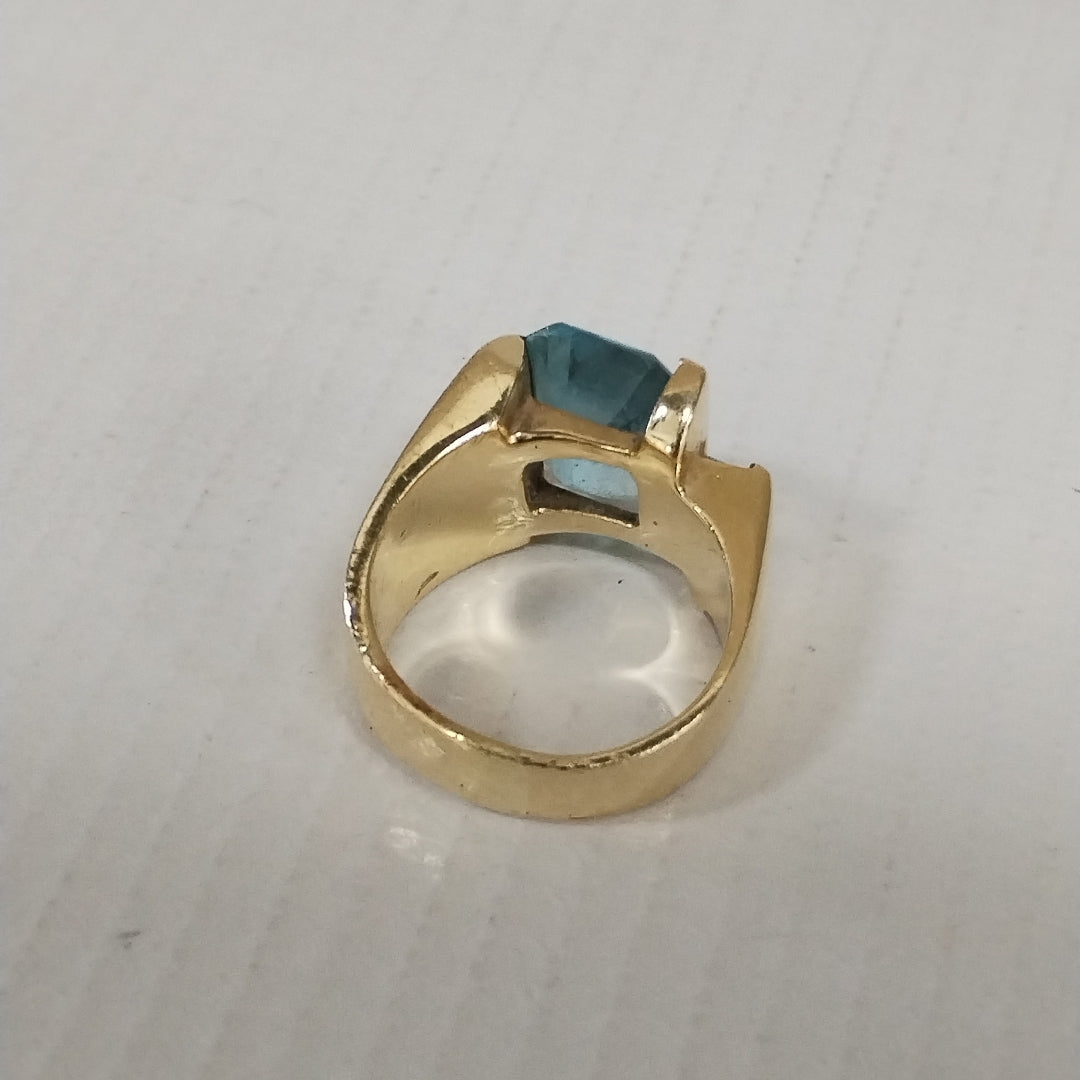 K1 13,40 GRMS 14 K ESPECIFICACIONES COMPLEMENTARIAS ANILLO CON PIEDRA AZUL Y DI (SEMINUEVO)