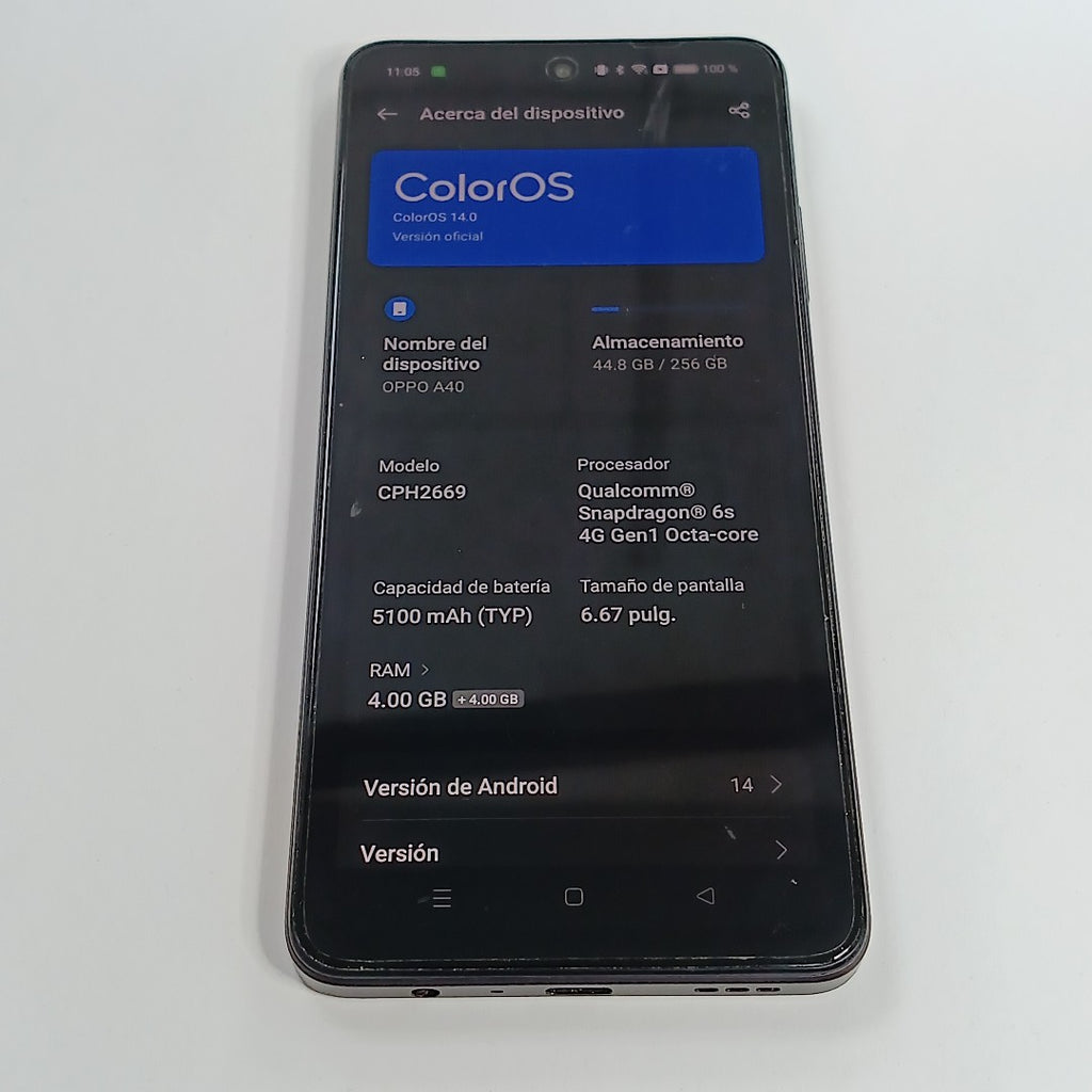 CELULAR OPPO  A40 CPH2669 (2024) 256 GB 4 GB RAM (SEMINUEVO)