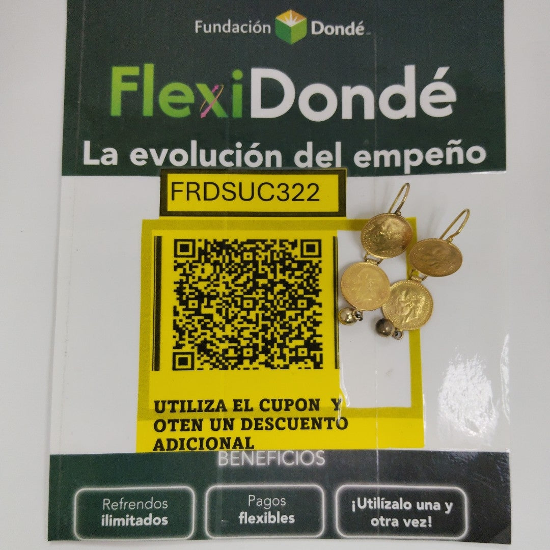 K1 9.8 GRMS 21 K IDENTIFICACIÓN ARETES PAR MATERIALES ORO OBSERVACI (SEMINUEVO)