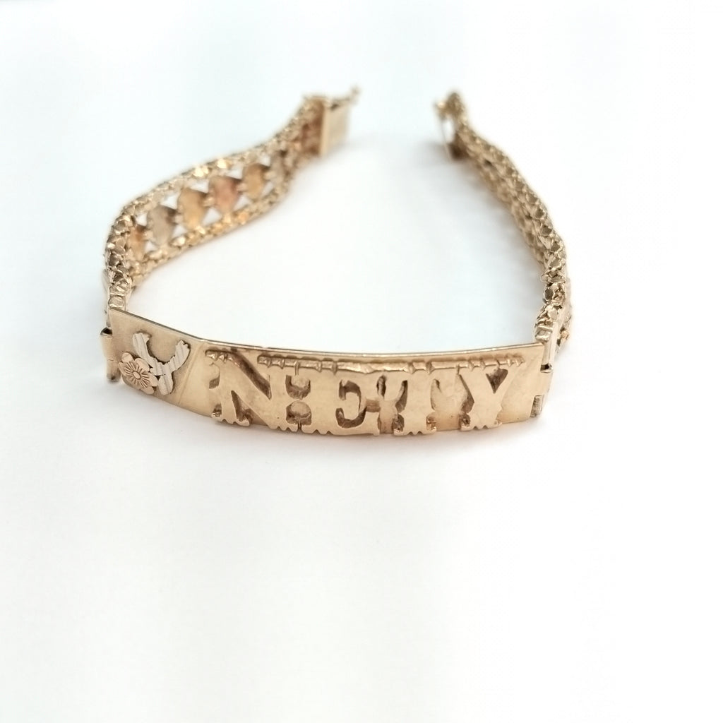 K1 16,10 GRMS 14 K ESPECIFICACIONES COMPLEMENTARIAS ESCLAVA TEJIDO ESPECIAL, OR (SEMINUEVO)