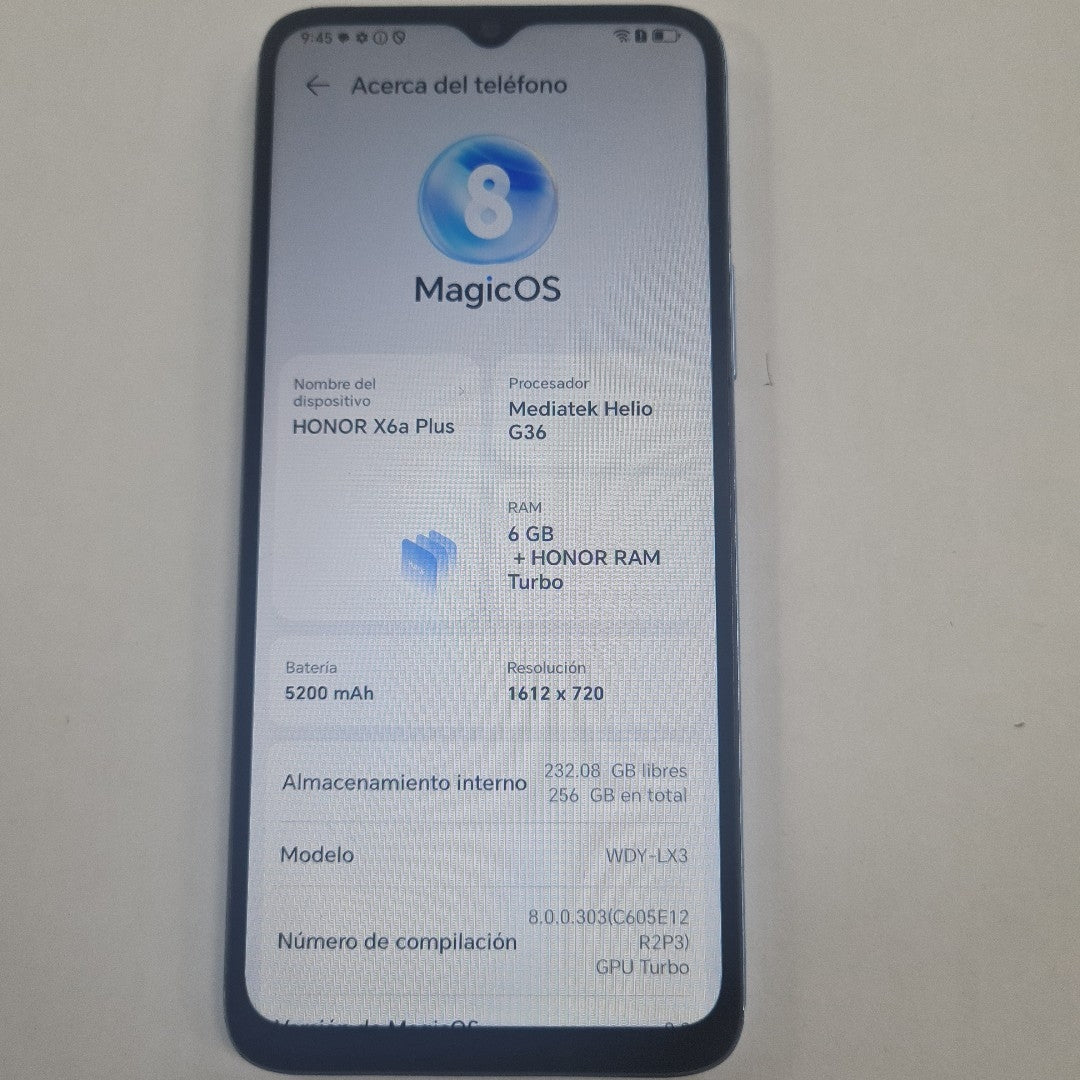 CELULAR HONOR X6A WDY-LX3 (2023) 256 GB 6 GB RAM (SEMINUEVO)