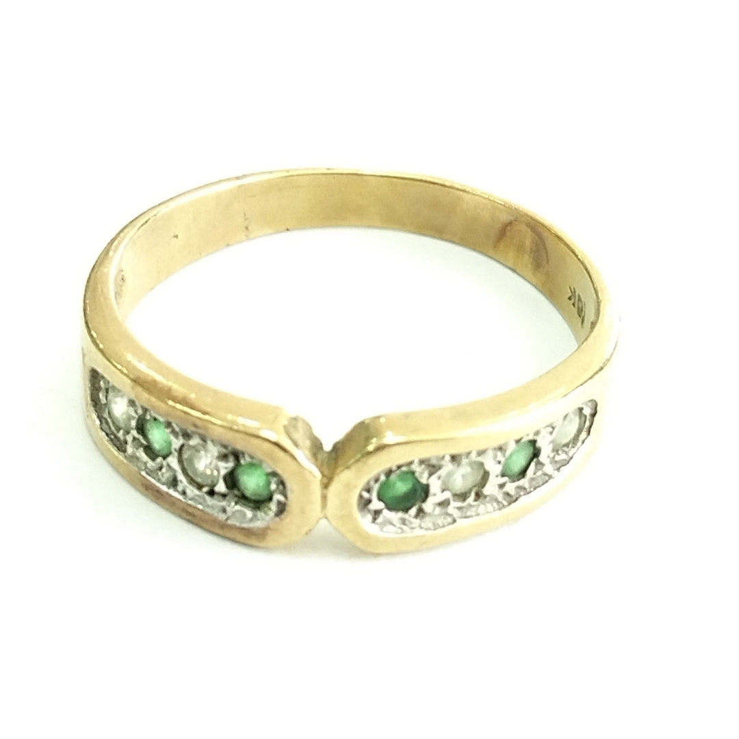 K1 2,10 GRMS 10 K ESPECIFICACIONES COMPLEMENTARIAS ANILLITO CON CIRCONIA VERDE Y (SEMINUEVO)