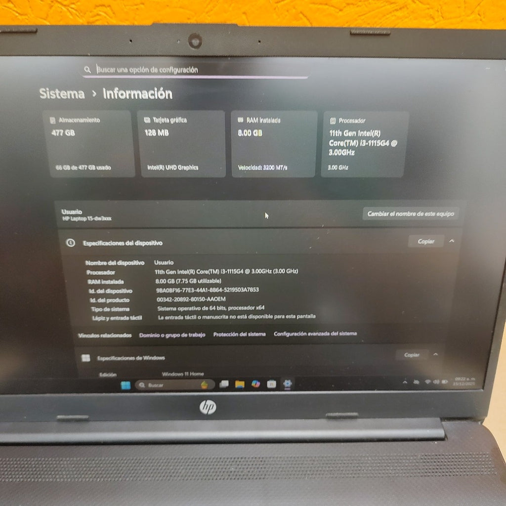 LAPTOP HP 15-DW3088CA (2023) 512 GB SSD 8 GB RAM (SEMINUEVO)