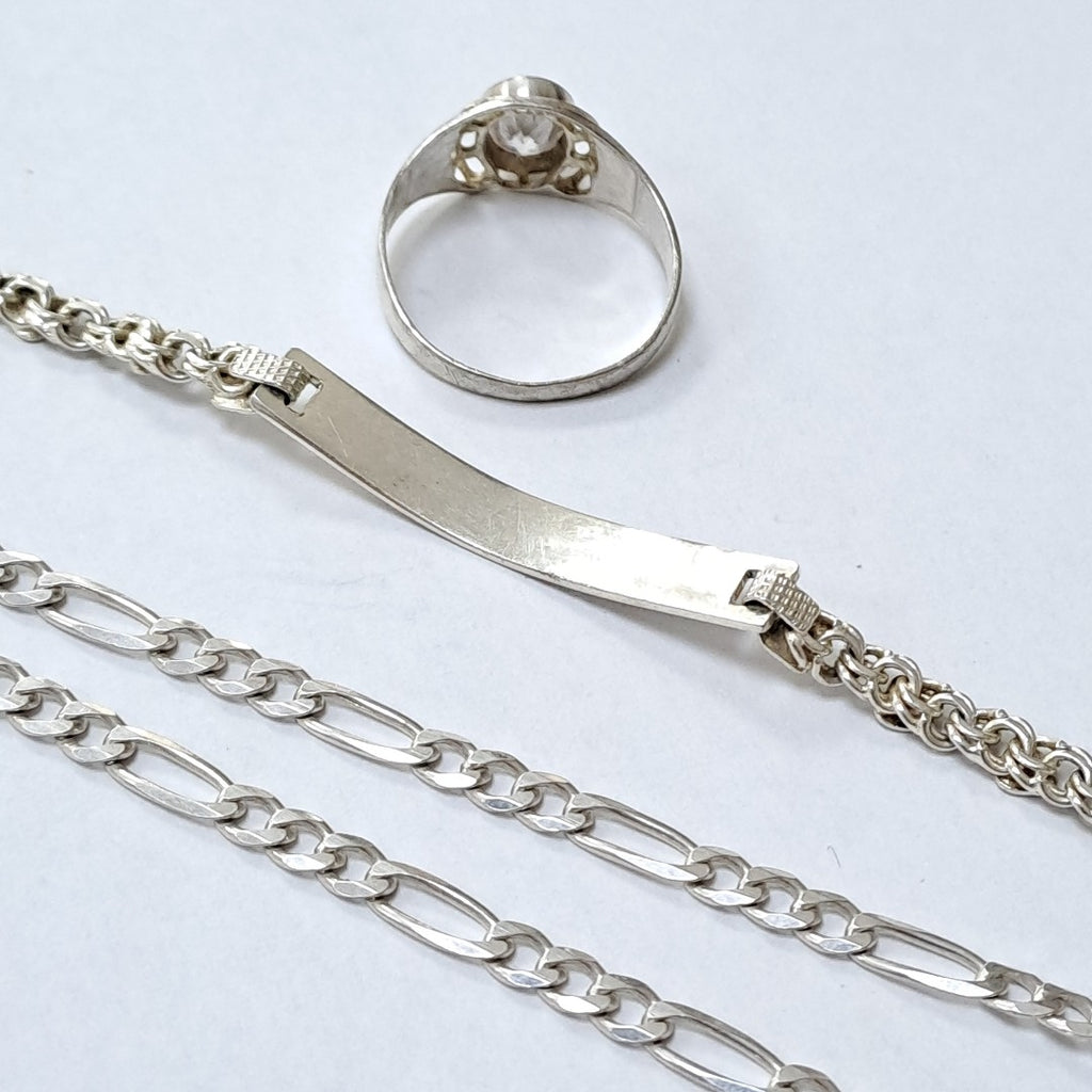 ANILLO, CADENA, ESCLAVA PLATA 24.4 GRMS (SEMINUEVO)