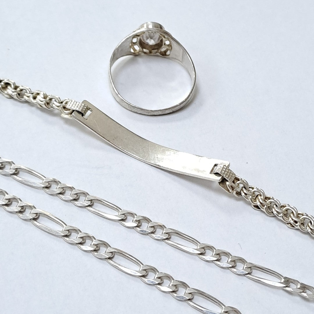 ANILLO, CADENA, ESCLAVA PLATA 24.4 GRMS (SEMINUEVO)