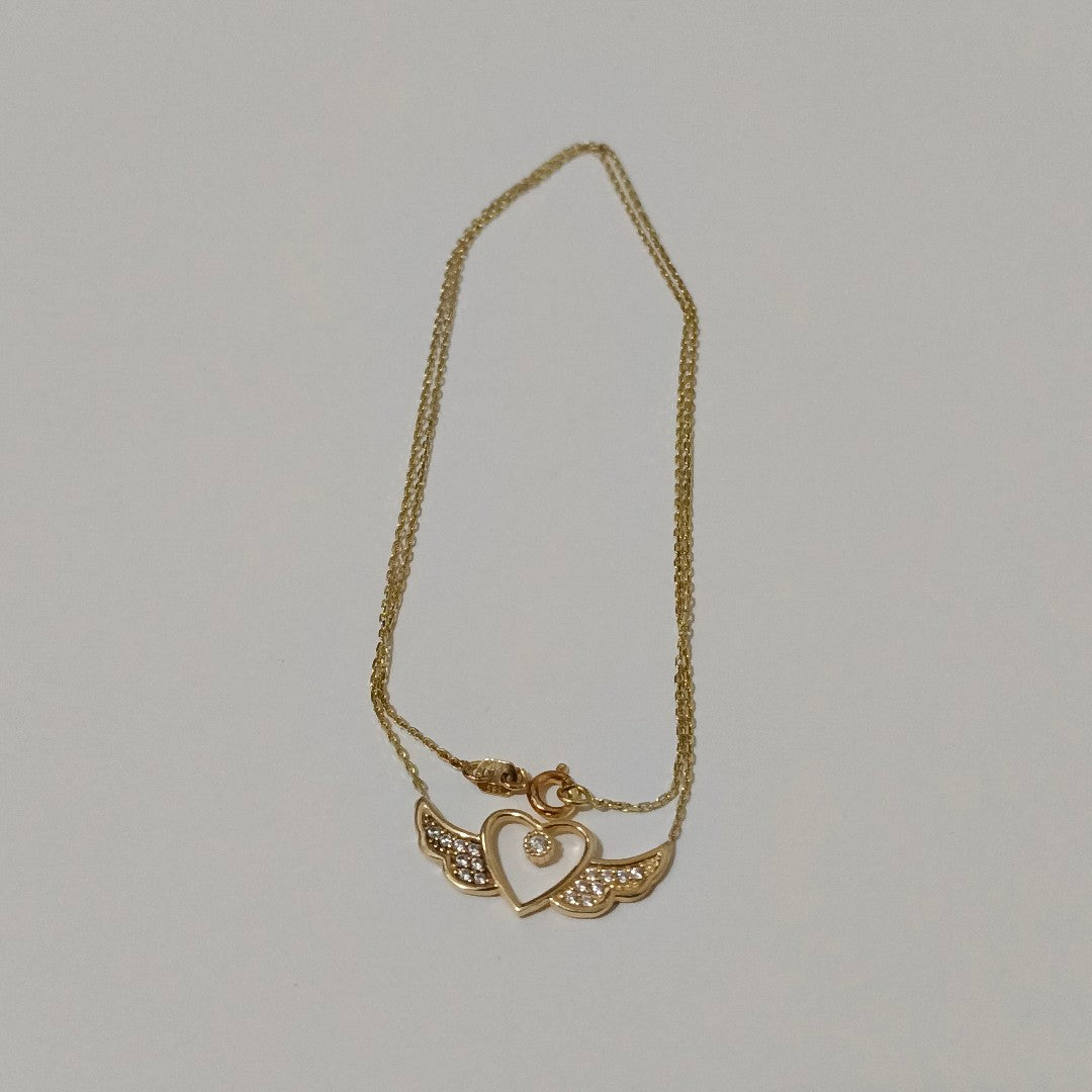 K1 2,70 GRMS 14 K ESPECIFICACIONES COMPLEMENTARIAS CADENA CON CORAZON Y ALAS (SEMINUEVO)
