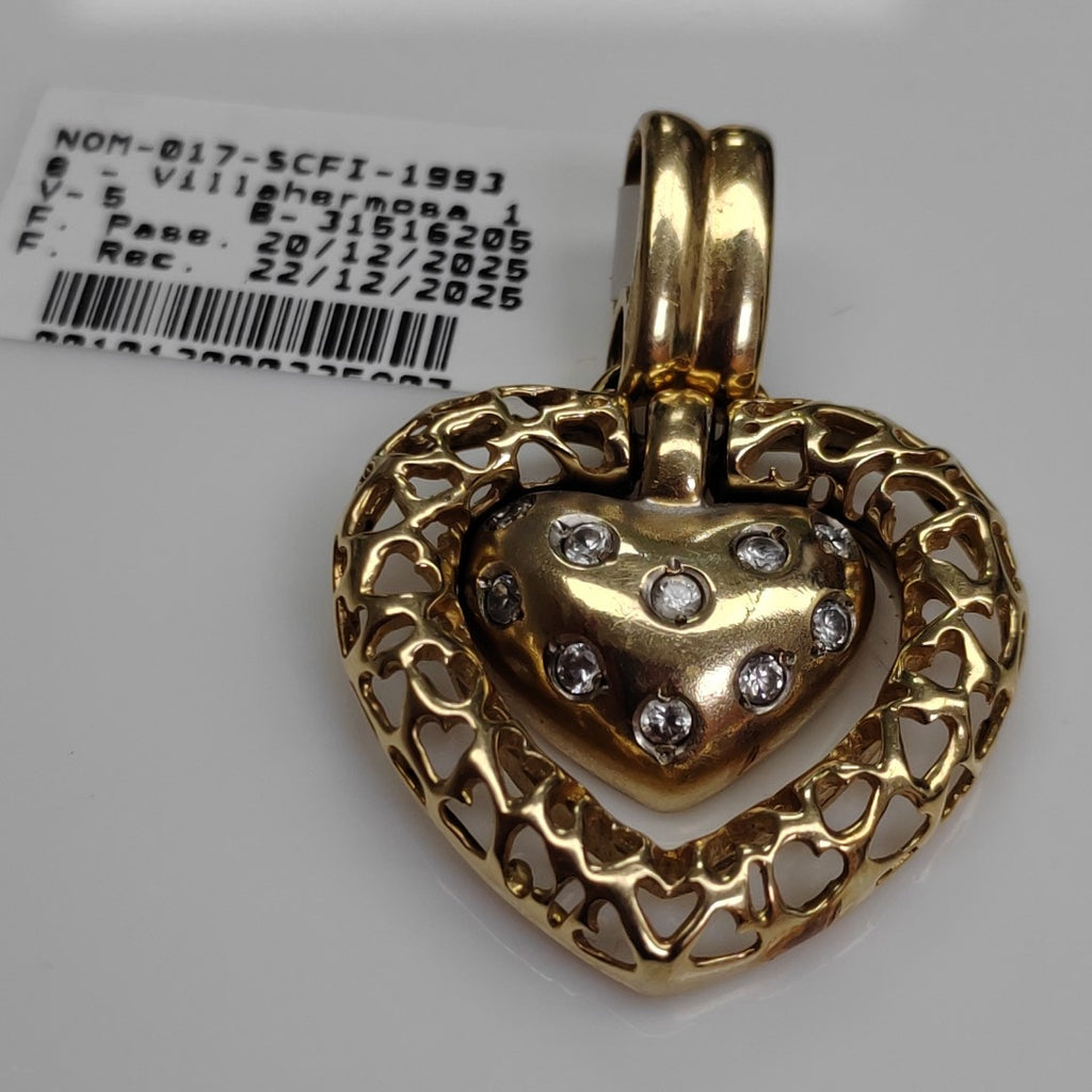 K1 9,30 GRMS 14 K ESPECIFICACIONES COMPLEMENTARIAS DIJE MOTIVO CORAZON CIR (SEMINUEVO)