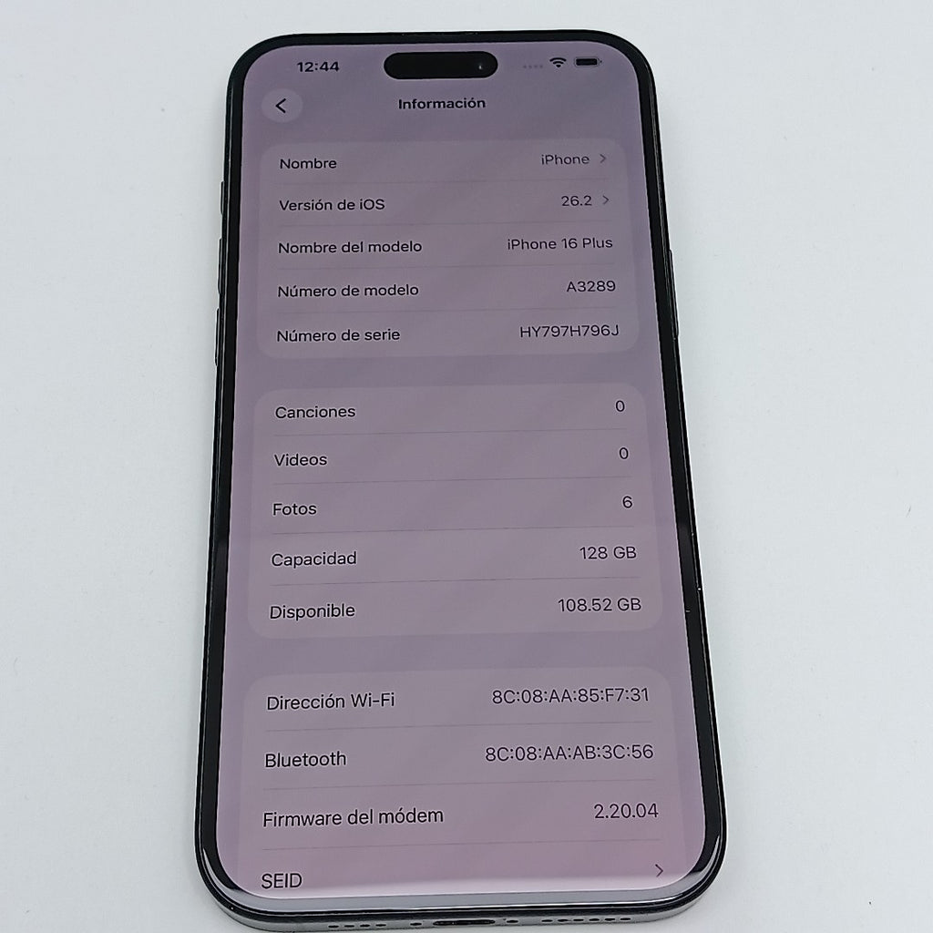 CELULAR APPLE IPHONE 16 PLUS A3289 (2024) 128 GB 8 GB RAM (SEMINUEVO)