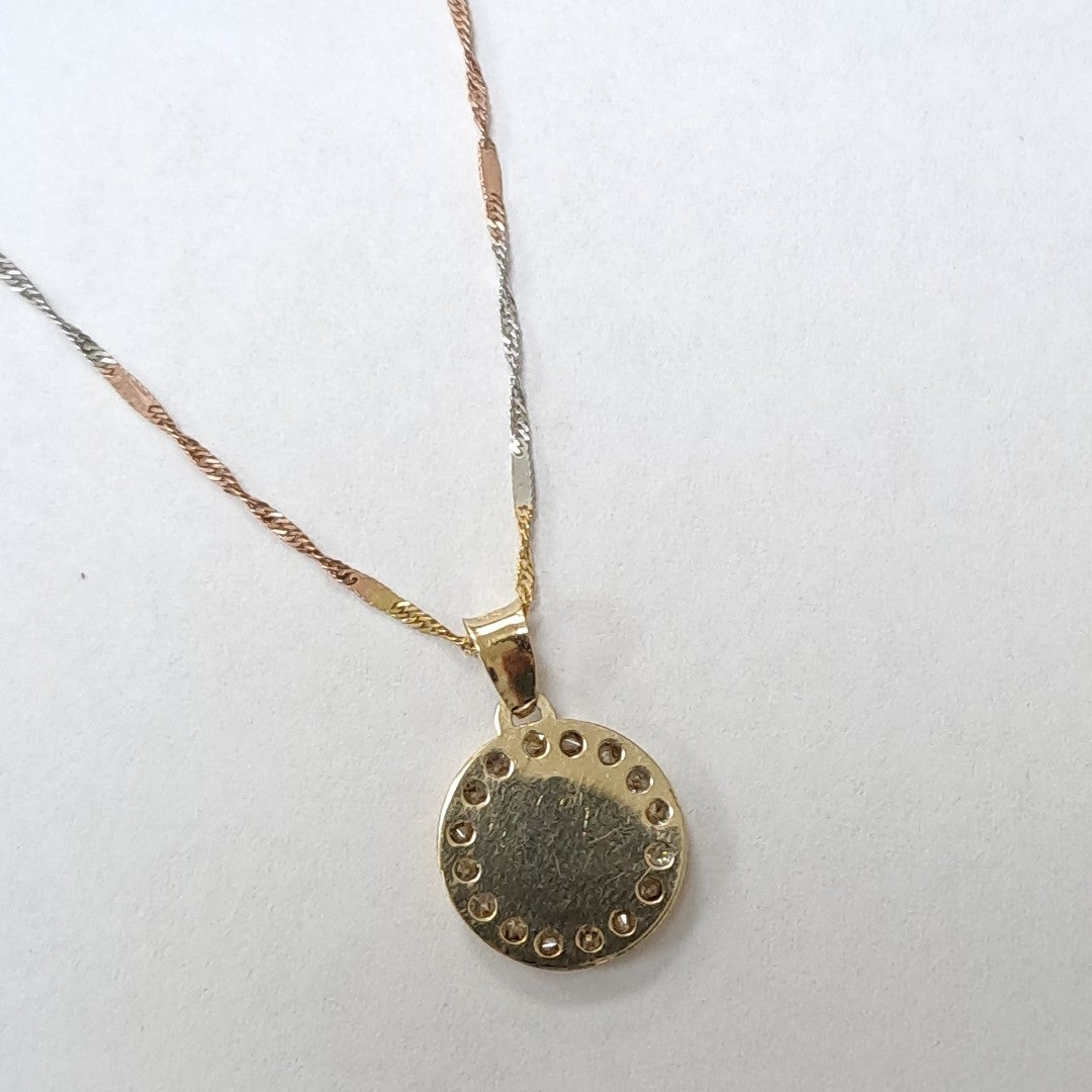 CADENA, DIJE ORO, ORO COMBINADO 10 K 1.3 GRMS (SEMINUEVO)