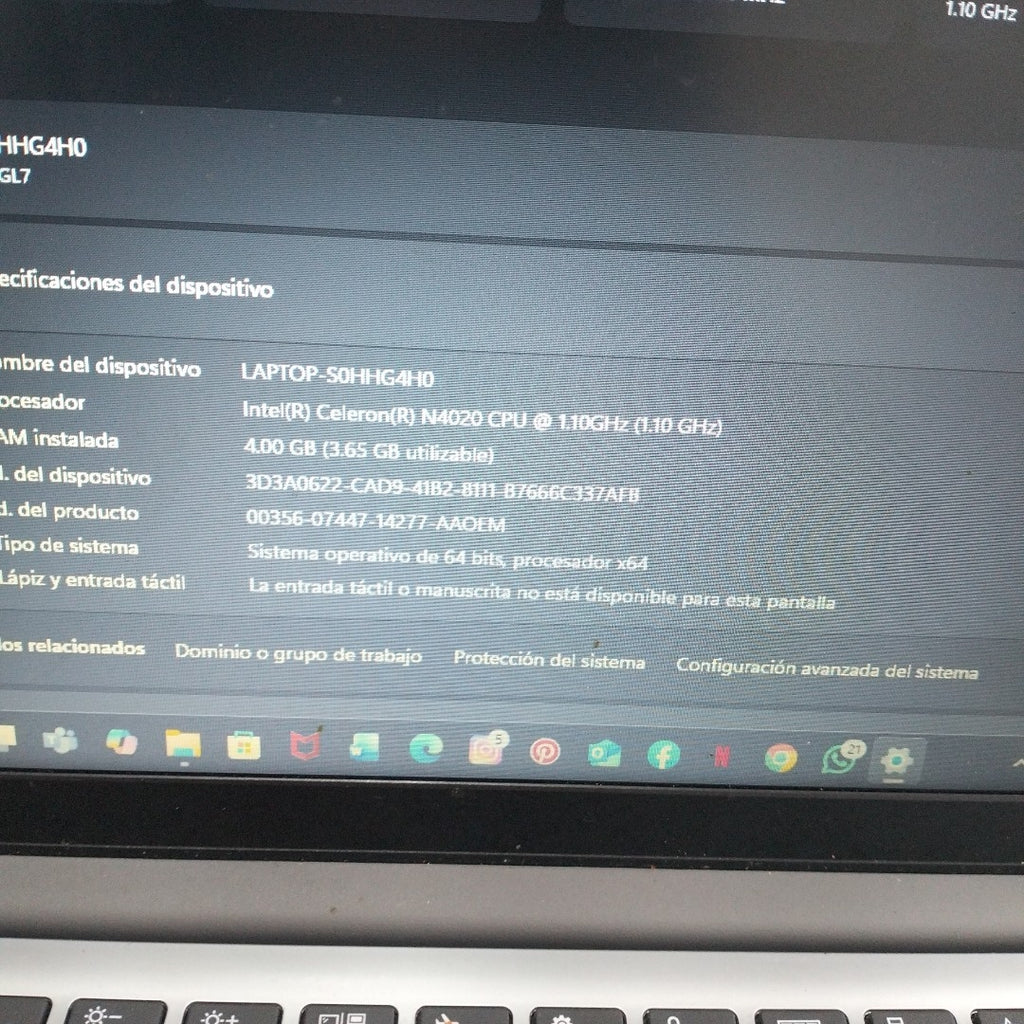 LAPTOP LENOVO IDEAPAD 1 14IGL7(2024) 128 GB SSD 4 GB RAM (SEMINUEVO)