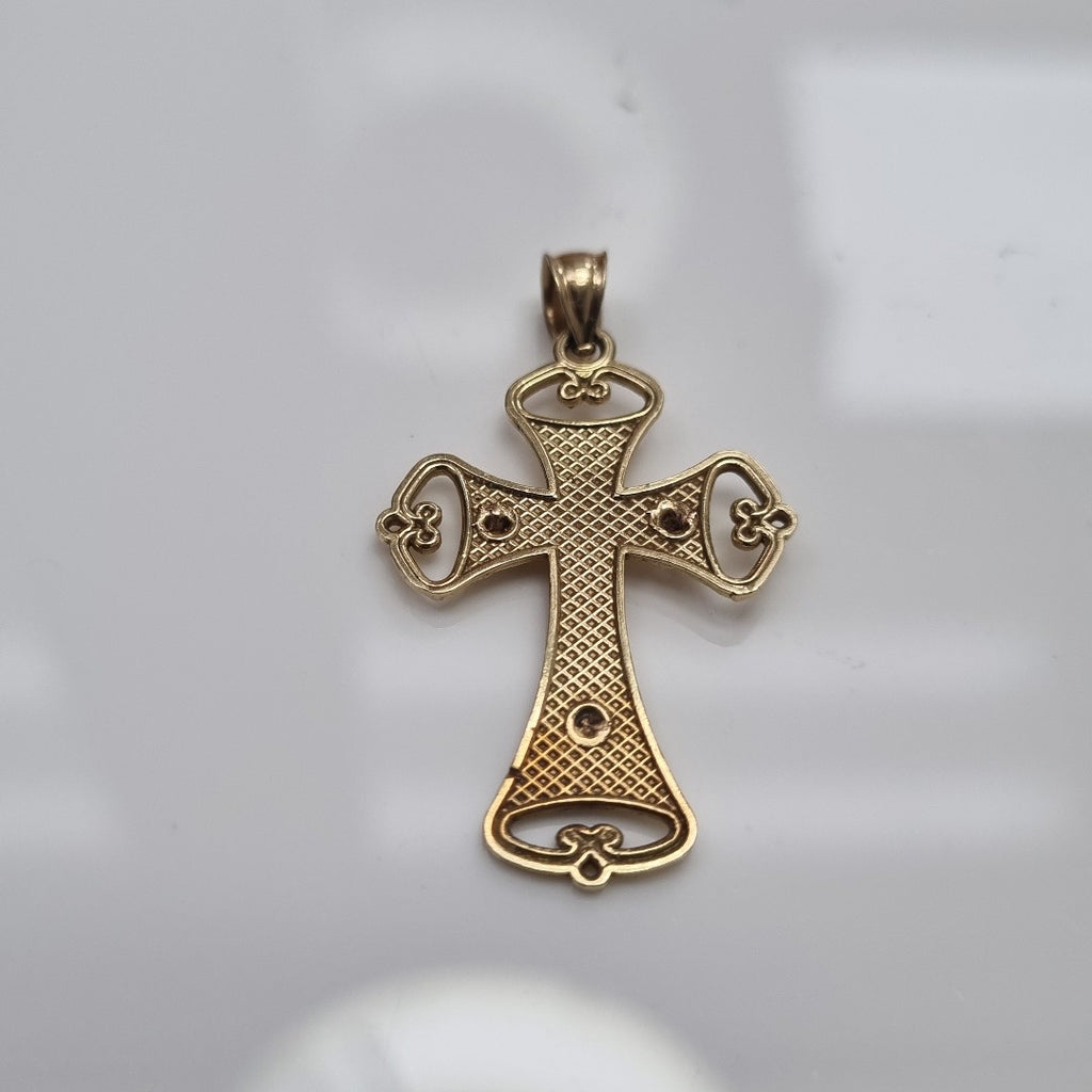 K1 2,40 GRMS 14 K ESPECIFICACIONES COMPLEMENTARIAS CRUZ GRECAS , 2 TONOS CRISTO (SEMINUEVO)