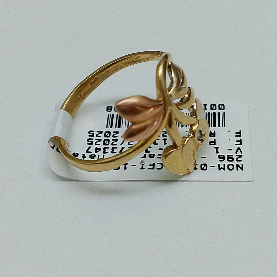 K1 3,00 GRMS 14 K ESPECIFICACIONES COMPLEMENTARIAS ANILLO DISEÑO HOJAS CON CORAZ (SEMINUEVO)
