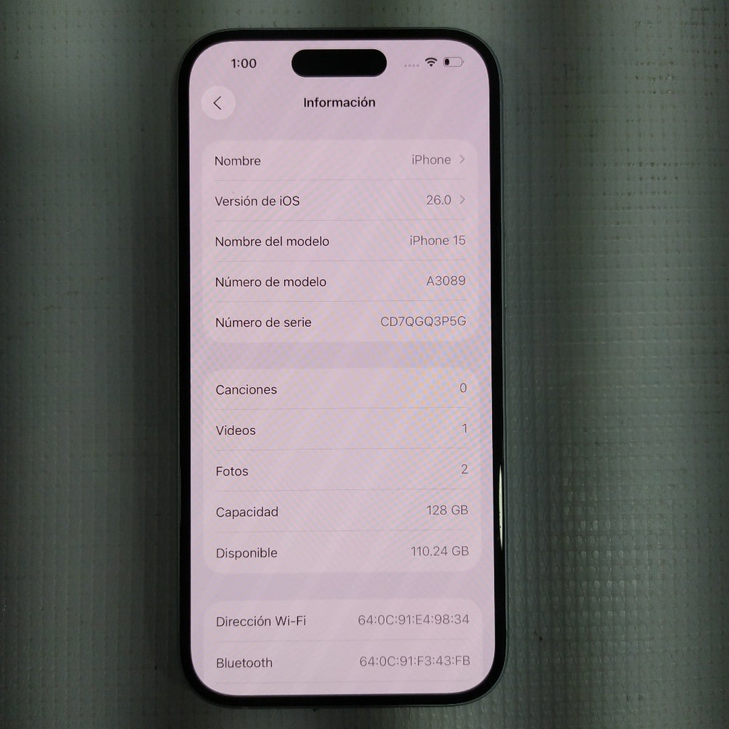 CELULAR APPLE IPHONE 15 A3089 (2023) 128 GB 6 GB RAM (SEMINUEVO)