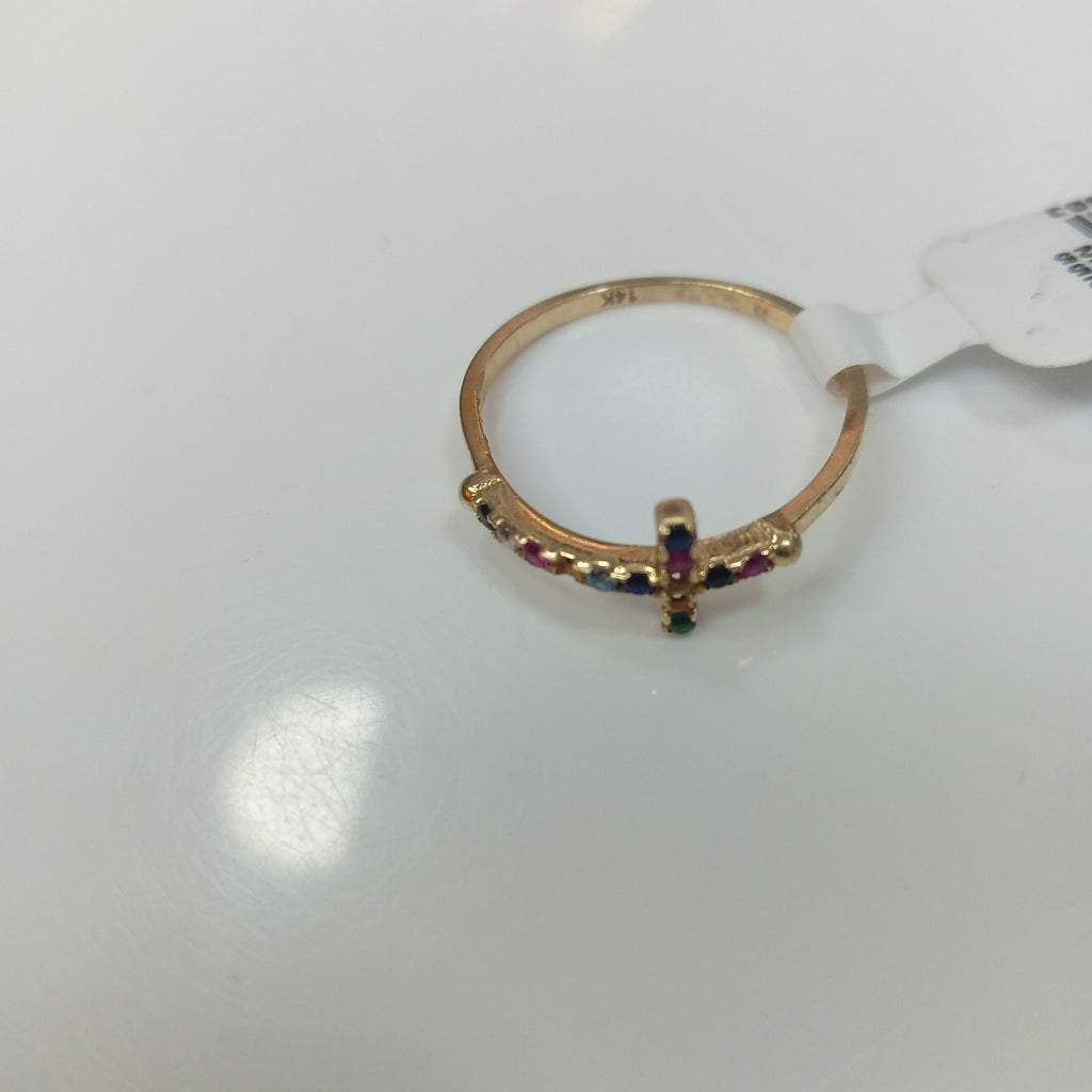 K1 1,50 GRMS 14 K ESPECIFICACIONES COMPLEMENTARIAS ANILLITO CON CRUZ PIEDRAS DE (SEMINUEVO)