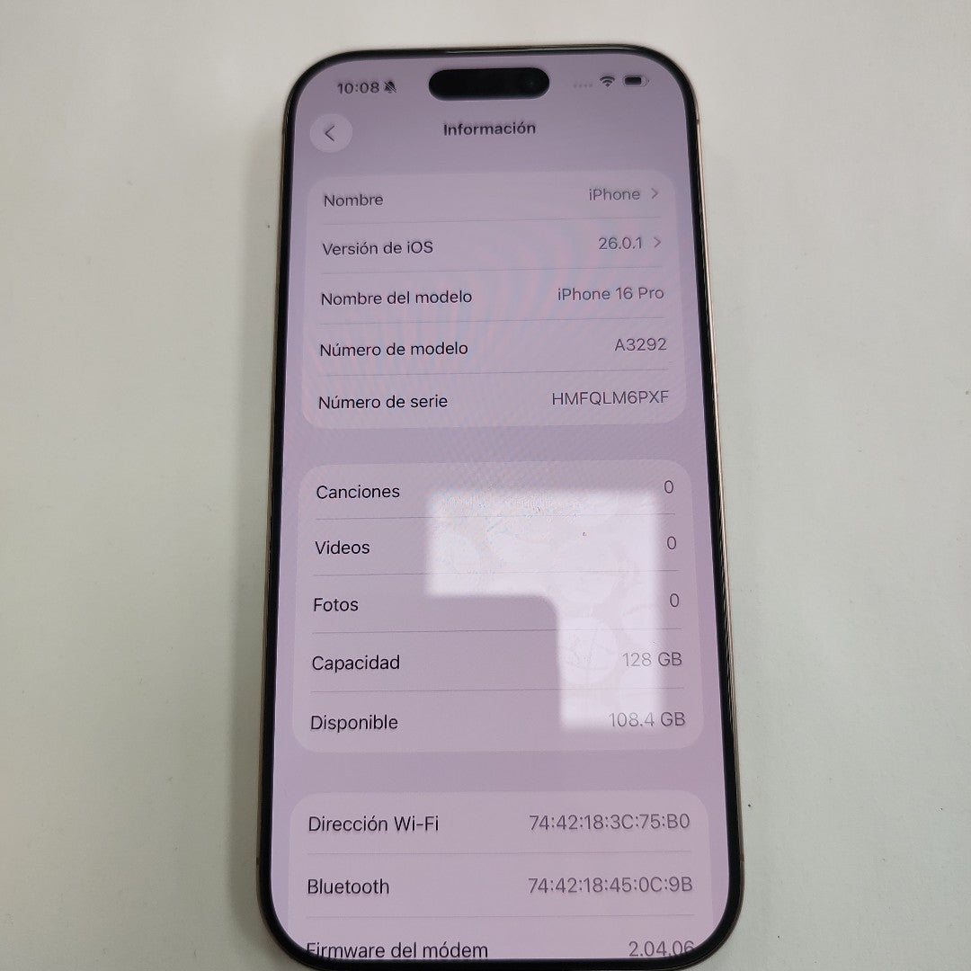 CELULAR APPLE IPHONE 16 PRO A3292 (2024) 128 GB 8 GB RAM (SEMINUEVO)