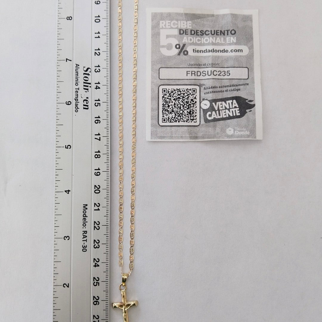 CADENA, CRUZ, DIJE ORO, ORO COMBINADO 10 K 3.7 GRMS (SEMINUEVO)