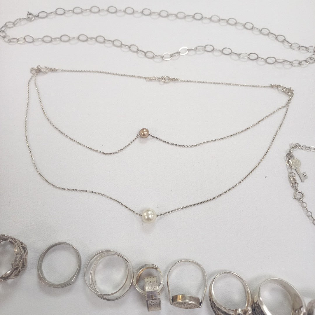 ANILLITO, CADENA, PULSERA PLATA 130.7 GRMS (SEMINUEVO)