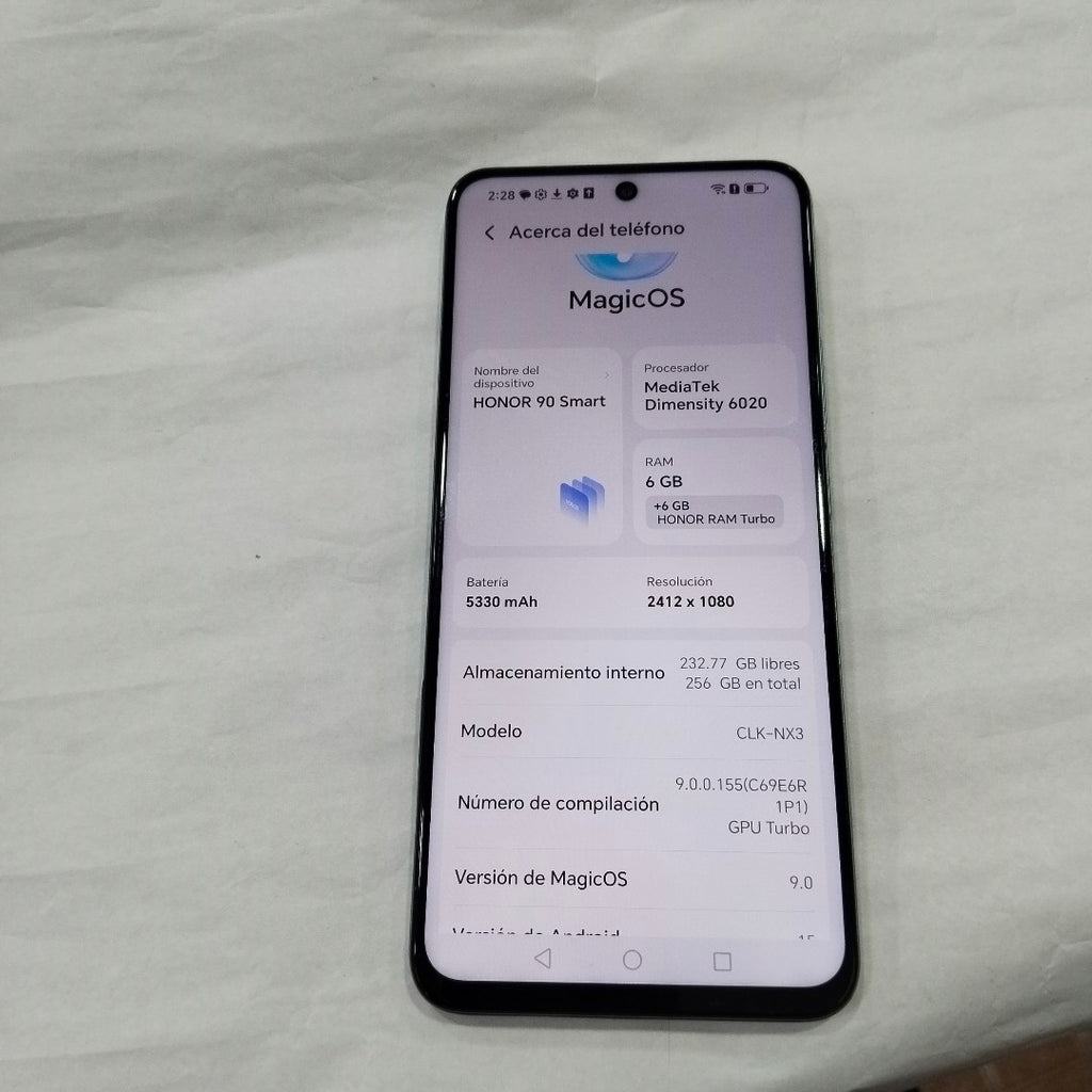 CELULAR HONOR 90 SMART CLK-NX3 (2024) 256 GB 6 GB RAM (SEMINUEVO)