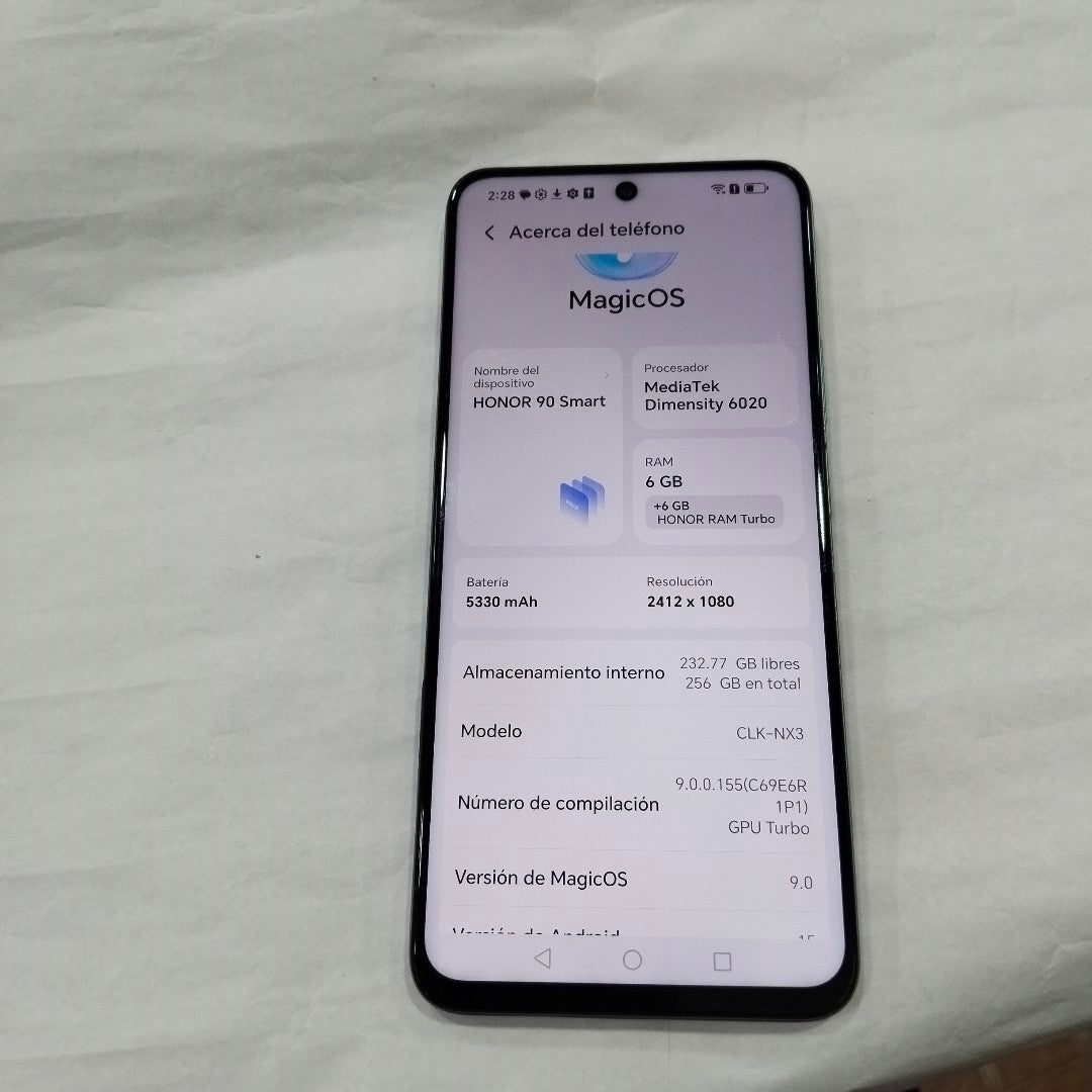 CELULAR HONOR 90 SMART CLK-NX3 (2024) 256 GB 6 GB RAM (SEMINUEVO)