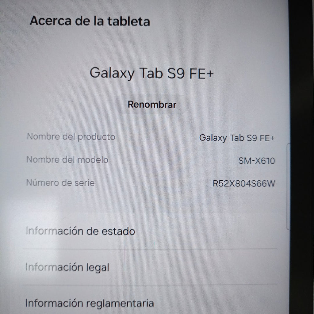 TABLETA SAMSUNG GALAXY TAB S9 FE+ SM-X610 (2023) 256 GB 12 GB RAM (SEMINUEVO)