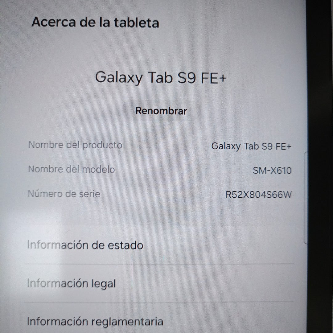 TABLETA SAMSUNG GALAXY TAB S9 FE+ SM-X610 (2023) 256 GB 12 GB RAM (SEMINUEVO)