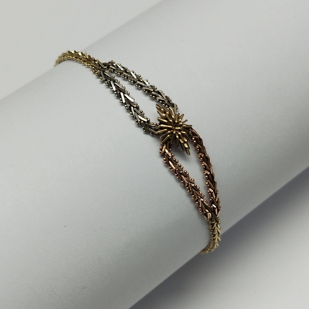 K1 7,90 GRMS 14 K ESPECIFICACIONES COMPLEMENTARIAS PULSERA ORO COMBINADO TEJIDO (SEMINUEVO)