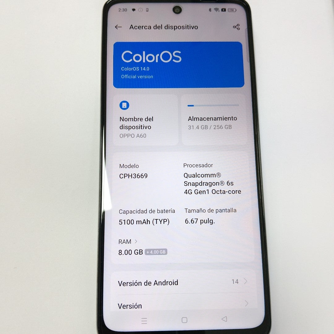 CELULAR OPPO  A60 CPH3669 256 GB 8 GB RAM (SEMINUEVO)
