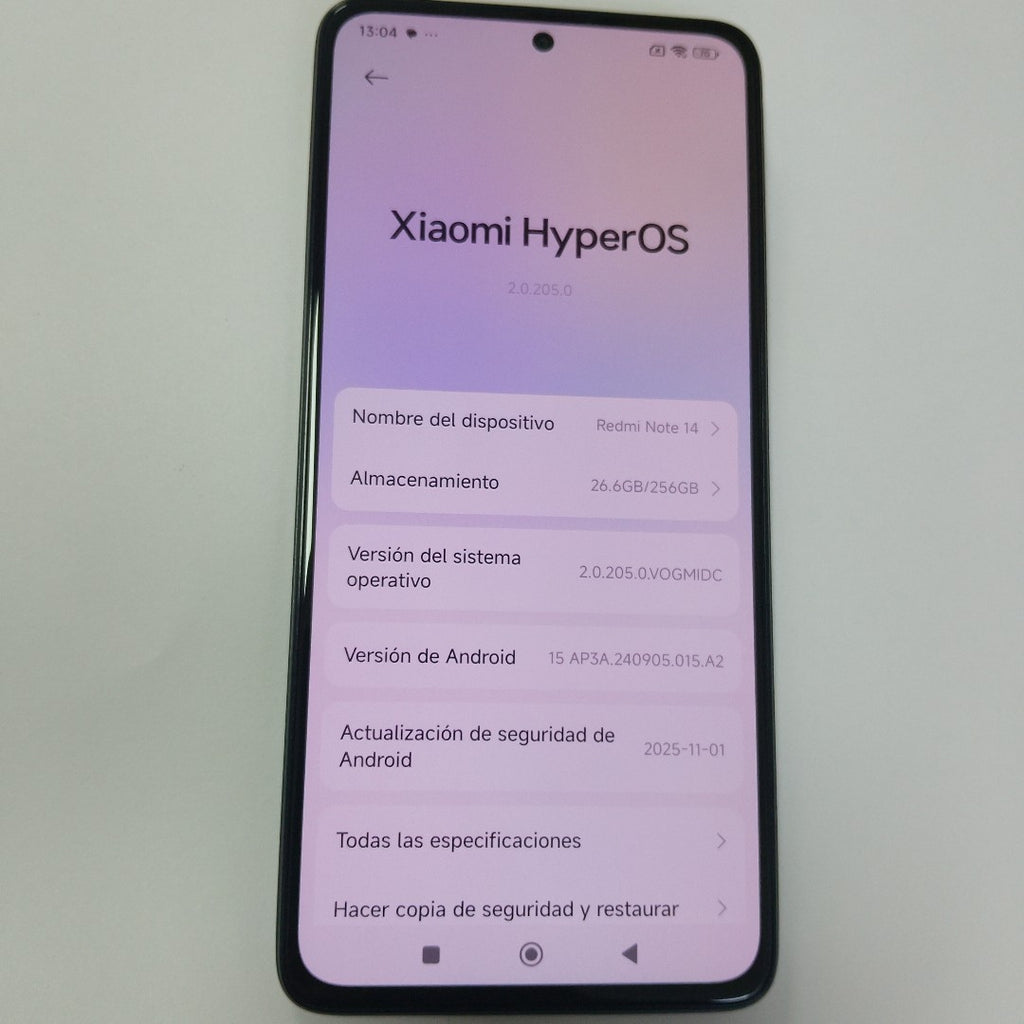 CELULAR XIAOMI REDMI NOTE 14 24117RN76L (2025) 256 GB 8 GB RAM (SEMINUEVO)