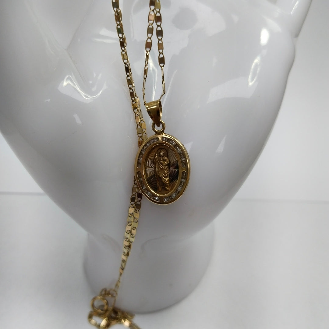 CADENA, MEDALLA RELIGIOSA ORO 10 K 2.9 GRMS (SEMINUEVO)