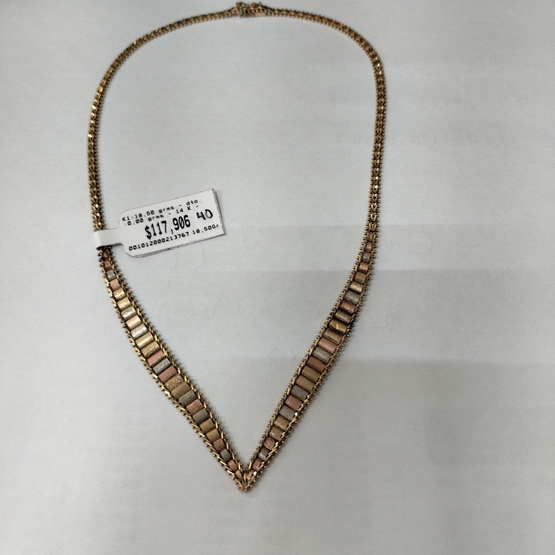 K1 18,50 GRMS 14 K ESPECIFICACIONES COMPLEMENTARIAS GARGANTILLA BOLEADO DE TRES (SEMINUEVO)