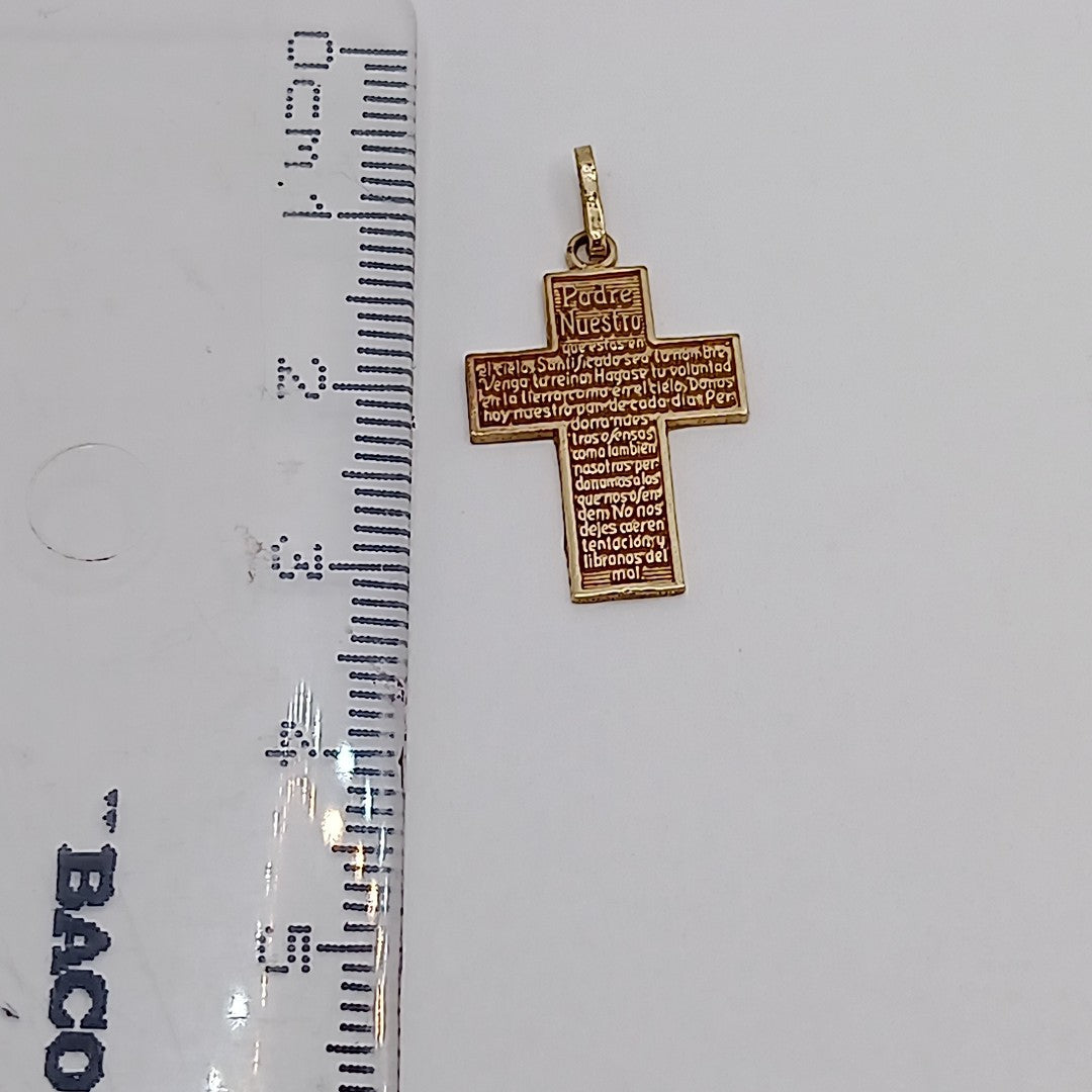 K1 1,30 GRMS 10 K ESPECIFICACIONES COMPLEMENTARIAS DIJE DE CRUZ CON PADRE NUESTR (SEMINUEVO)