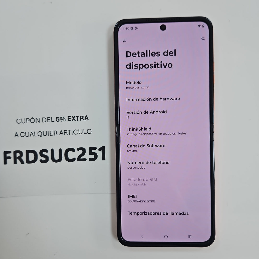 CELULAR MOTOROLA RAZR 50 5G XT2453-1 512 GB 12 GB RAM (SEMINUEVO)