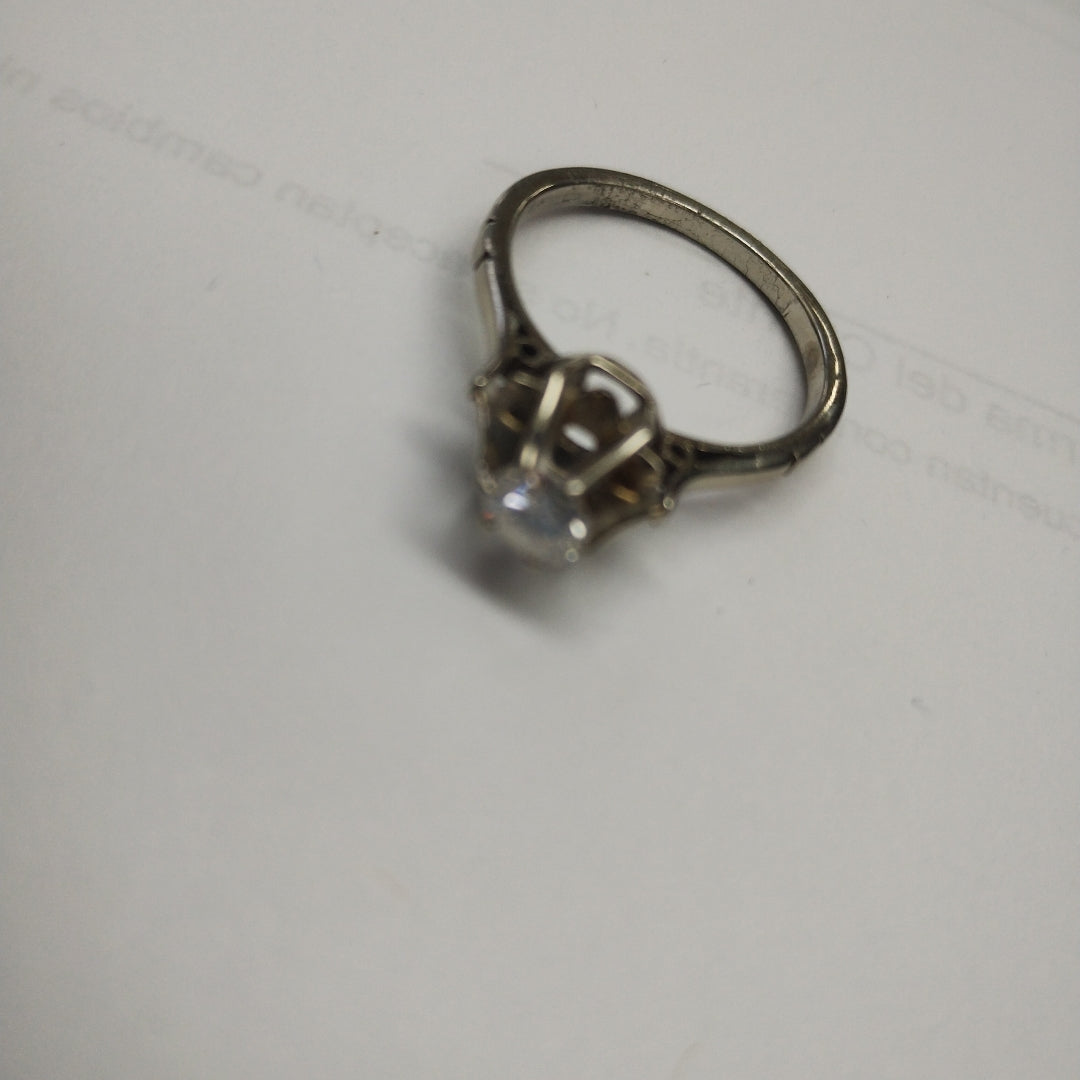 K1 2,90 GRMS 14 K ESPECIFICACIONES COMPLEMENTARIAS ANILLO ORO BLANCO CON CIRCONI (SEMINUEVO)