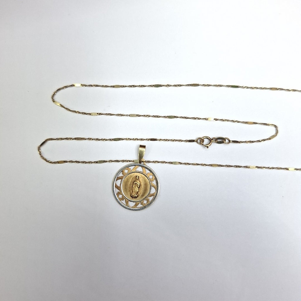 CADENA, MEDALLA RELIGIOSA ORO 14 K 2.1 GRMS (SEMINUEVO)