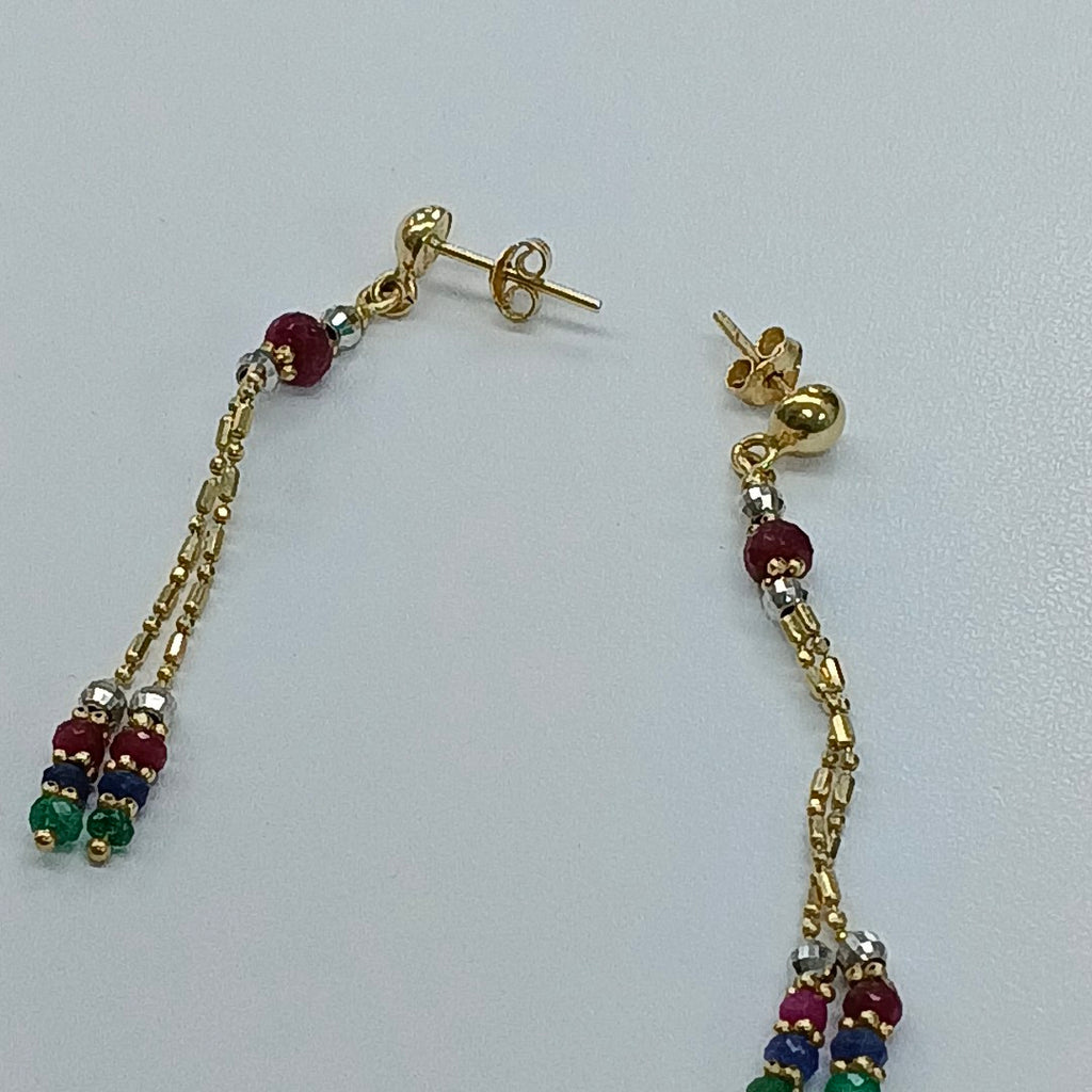 K1 3,60 GRMS 14 K ESPECIFICACIONES COMPLEMENTARIAS ARETES PAR CON PIEDRA DE COLO (SEMINUEVO)