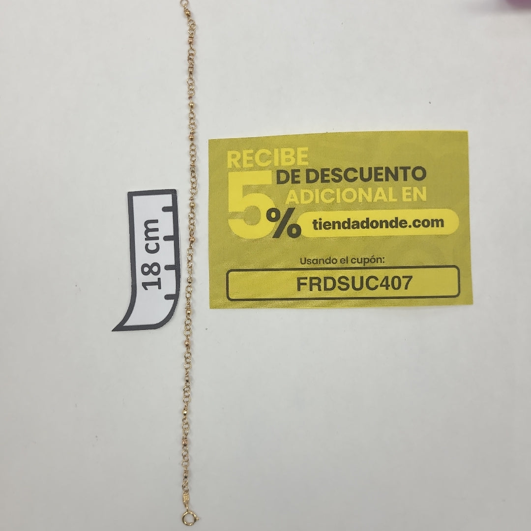 K1 2,20 GRMS 14 K ESPECIFICACIONES COMPLEMENTARIAS PULSERA CON ESFERAS 3 TONOS (SEMINUEVO)