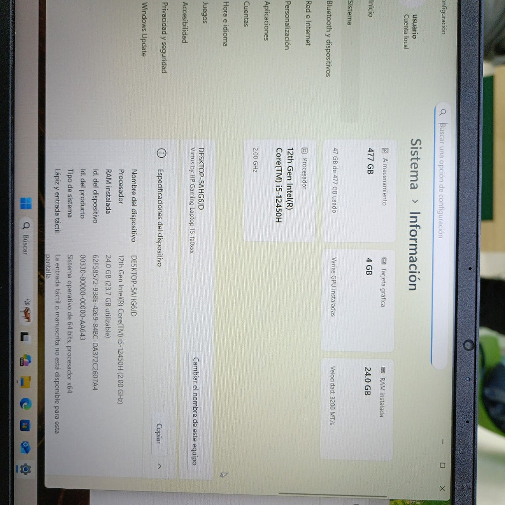 LAPTOP HP VICTUS 15-FA0033DX (2024) 512 GB SSD 8 GB RAM (SEMINUEVO)