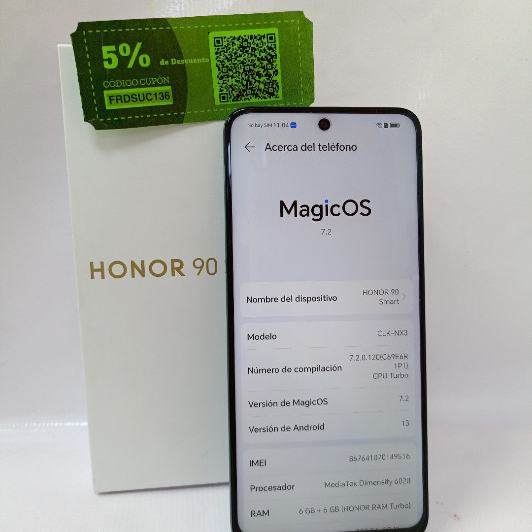 CELULAR HONOR 90 SMART CLK-NX3 (2024) 256 GB 6 GB RAM (SEMINUEVO)