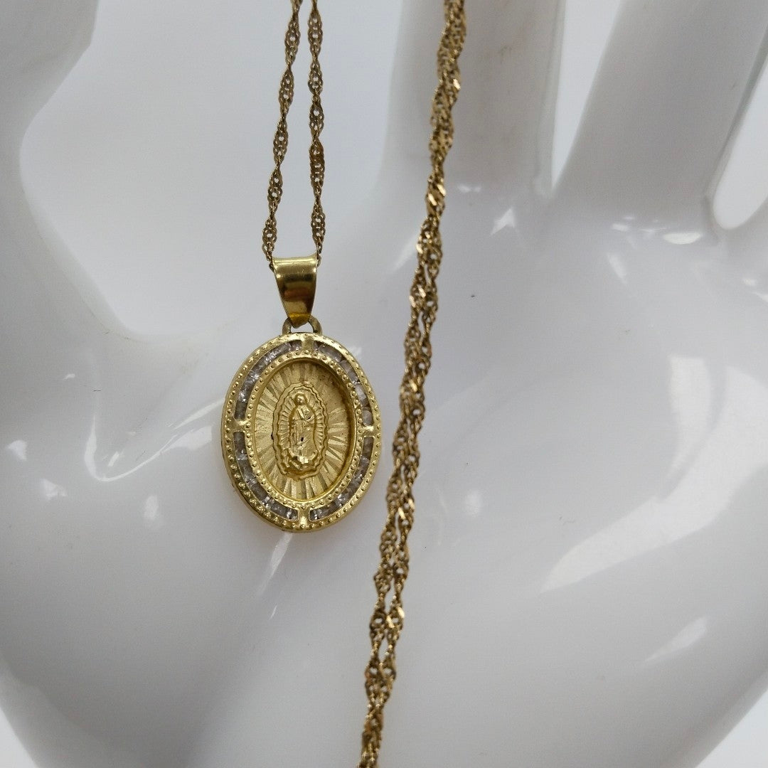 CADENA, MEDALLA RELIGIOSA ORO 10 K 2.3 GRMS (SEMINUEVO)