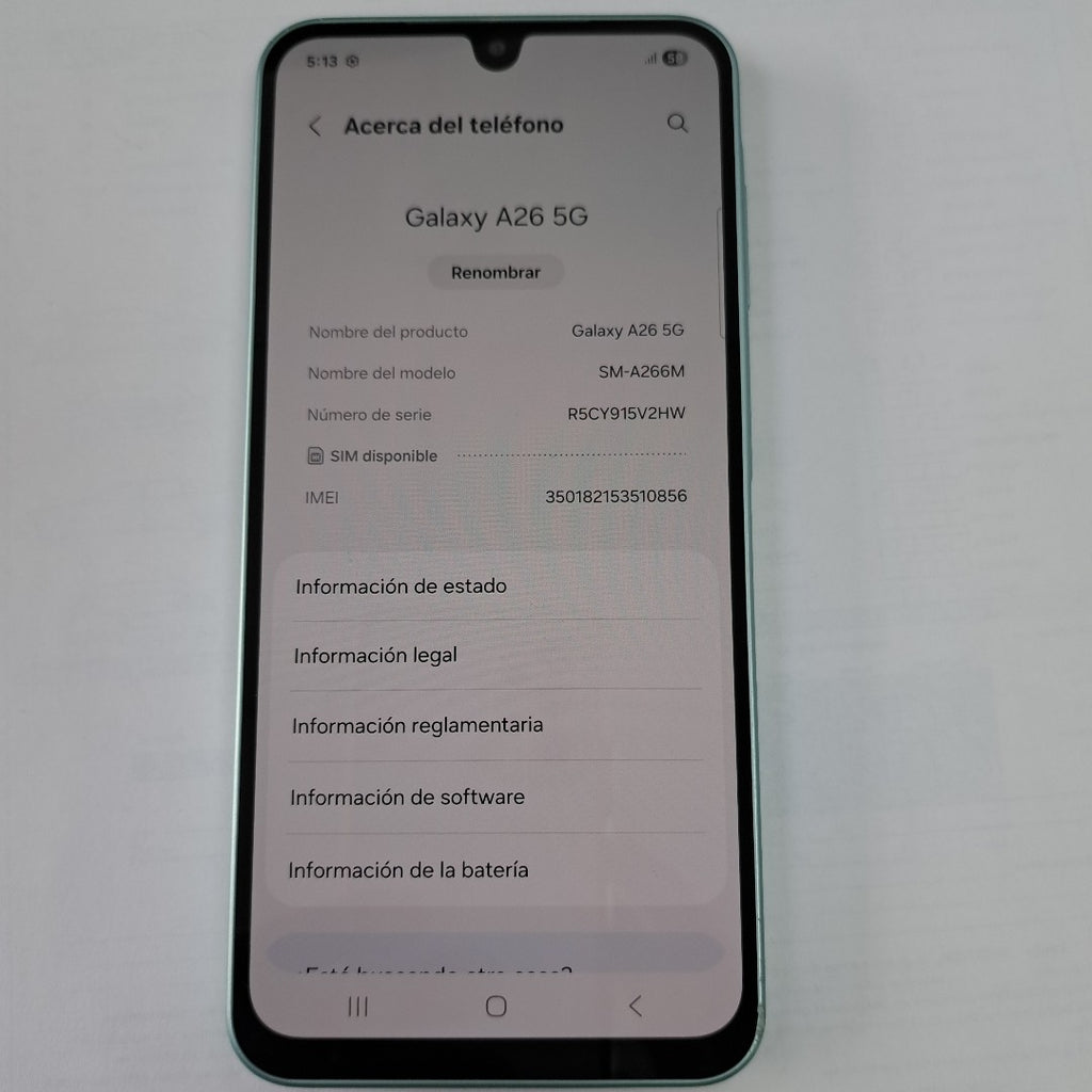 CELULAR SAMSUNG GALAXY A26 5G SM-A266M (2025) 128 GB 6 GB RAM (SEMINUEVO)