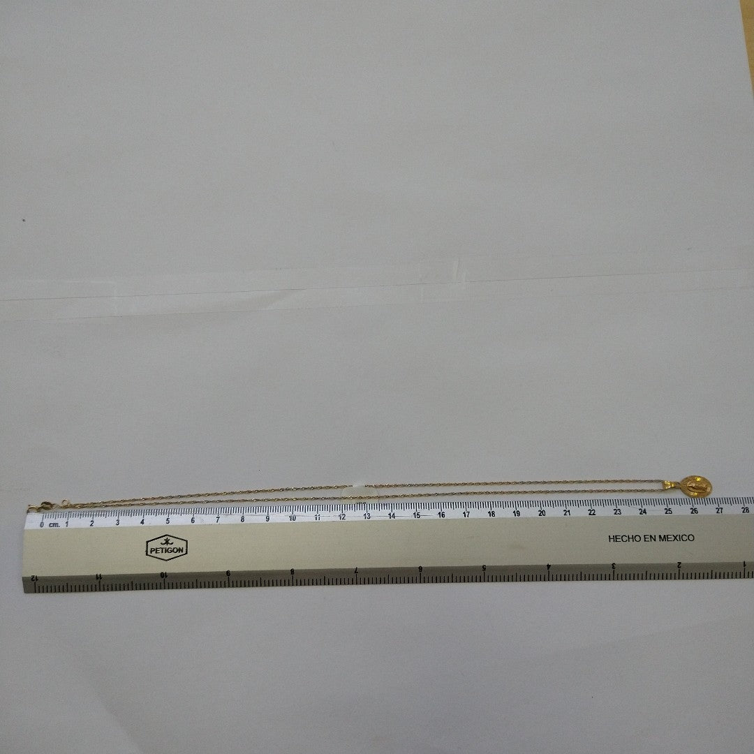 CADENA, MEDALLA RELIGIOSA ORO 14 K 1.9 GRMS (SEMINUEVO)