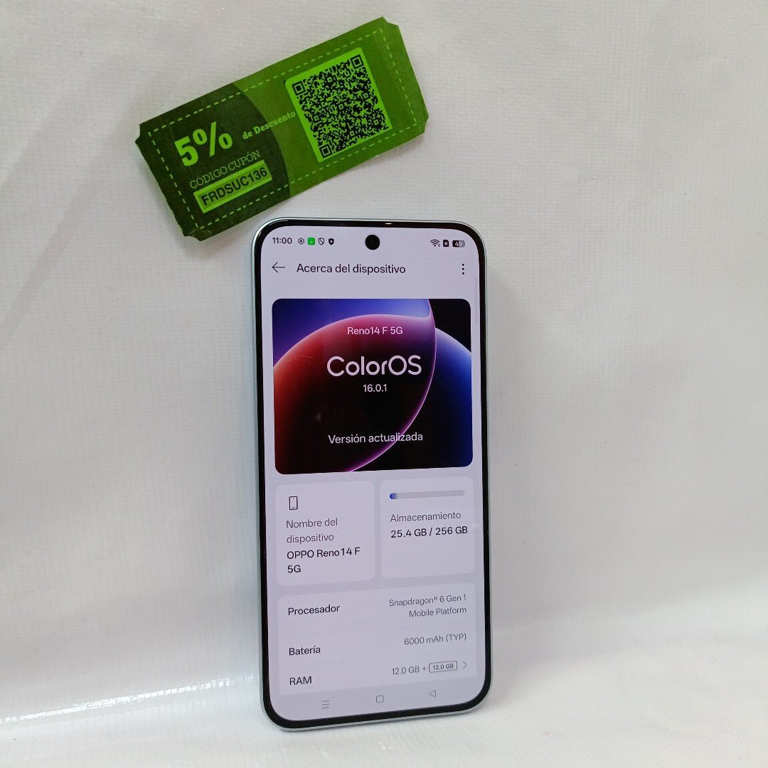 CELULAR OPPO  RENO 14 F CPH2743 (2025) 256 GB 12 GB RAM (SEMINUEVO)
