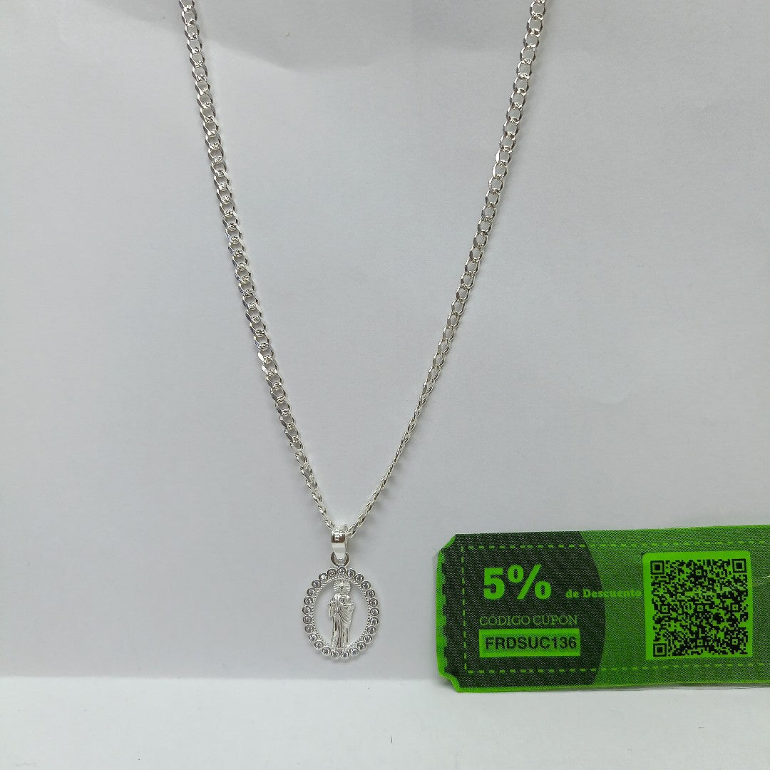 CADENA, MEDALLA RELIGIOSA PLATA 9.7 GRMS (SEMINUEVO)