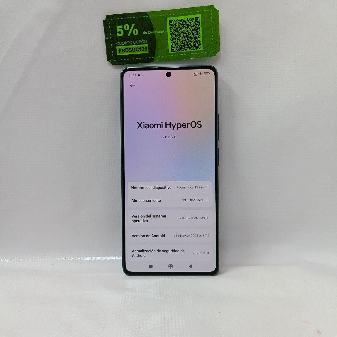 CELULAR XIAOMI REDMI NOTE 13 PRO 23117RA68G (2023) 256 GB 8 GB RAM (SEMINUEVO)