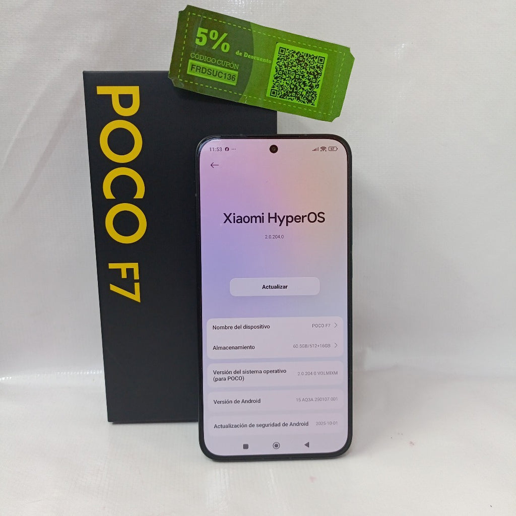 CELULAR XIAOMI POCO F7 25053PC47G (2025) 512 GB 12 GB RAM (SEMINUEVO)