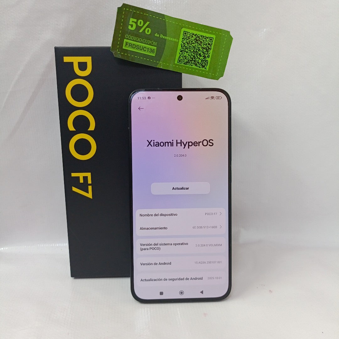 CELULAR XIAOMI POCO F7 25053PC47G (2025) 512 GB 12 GB RAM (SEMINUEVO)